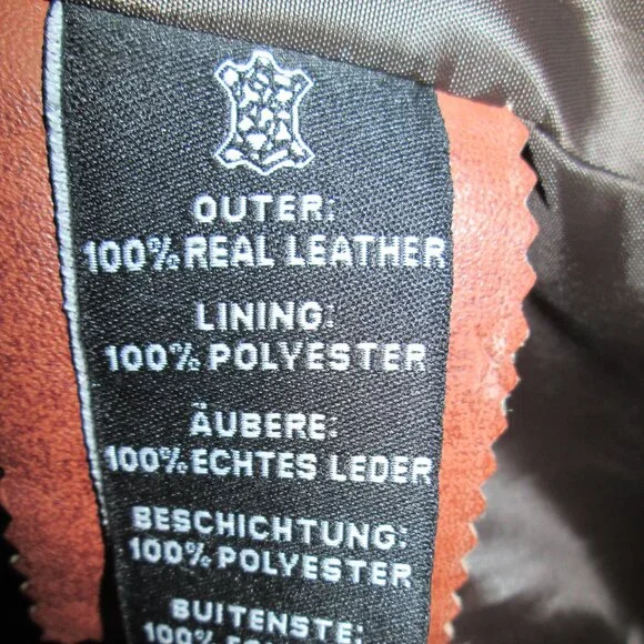 Cognac Leather Biker Style Jacket - Quilted Shoulder Sz XS - Picture 6 of 12